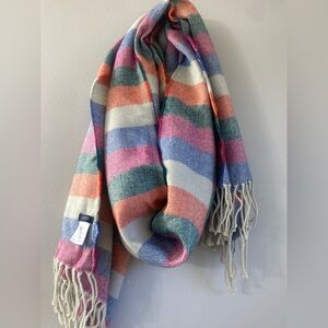 JCrew Large Women’s Striped Scarf Wrap Shawl Multicolor Acrylic One Size